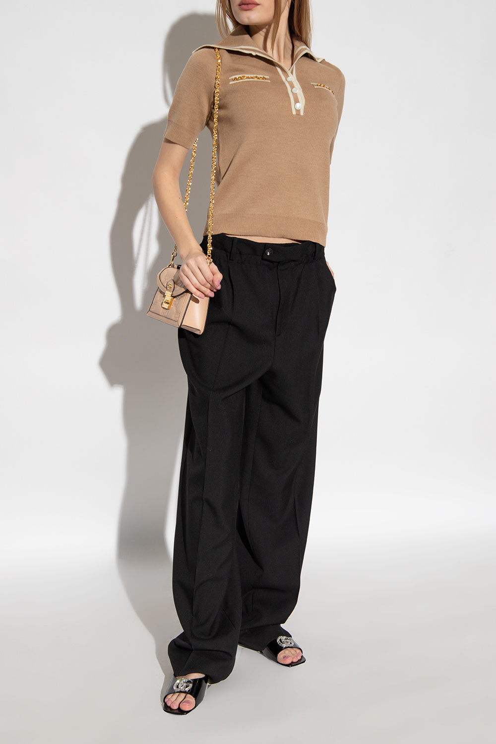 Czarny Klapki 'Double G' Gucci - Vitkac Polska